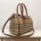 Burberry Check and Leather Medium Bowling Bag