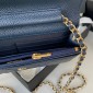 Chanel Classic Wallet on Chain in Grained leather-Navy blue