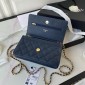Chanel Classic Wallet on Chain in Grained leather-Navy blue