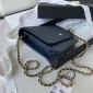 Chanel Classic Wallet on Chain in Grained leather-Navy blue