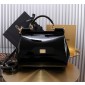 Authentic quality- Dolce Gabbana LargeSicily Handbag in polished calfskin-Black