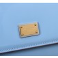 Authentic quality- Dolce Gabbana LargeSicily Handbag in polished calfskin -Light Blue