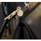 Authentic quality- Dolce Gabbana Large Sicily Handbag in black iguana-print calfskin 