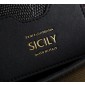 Authentic quality- Dolce Gabbana Large Sicily Handbag in black iguana-print calfskin 