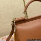Authentic quality- Dolce Gabbana Large Sicily Handbag in in Dauphine leather-Brown
