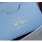 Authentic Quality- Dolce Gabbana Elongated Sicily Handbag in Polished calfskin- Light blue