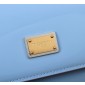 Authentic Quality- Dolce Gabbana Elongated Sicily Handbag in Polished calfskin- Light blue