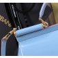 Authentic Quality- Dolce Gabbana Elongated Sicily Handbag in Polished calfskin- Light blue