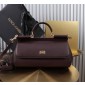Authentic Quality- Dolce Gabbana Elongated Sicily handbag in Dauphine Calfskin- Bordeax