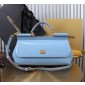 Authentic Quality- Dolce Gabbana Elongated Sicily Handbag in Polished calfskin- Light blue