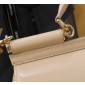 Authentic quality- Dolce Gabbana Elongated Sicily Handbag in Polished calfskin-Beige