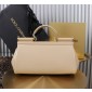 Authentic quality- Dolce Gabbana Elongated Sicily Handbag in Polished calfskin-Beige