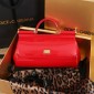Authentic quality- Dolce Gabbana Elongated Sicily Handbag in Polished calfskin-Red