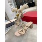 Valentino Rockstud calfskin slide sandals 6cm  , Size 35-41