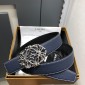 Loewe grained calfskin belt 32mm-dark blue